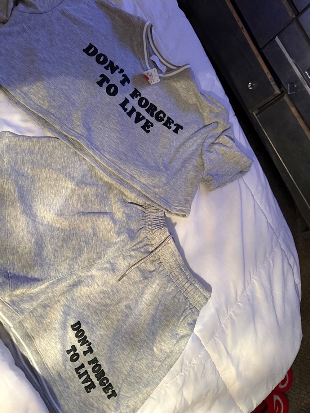 Women’s Gray 'Don't Forget To Live' Short set